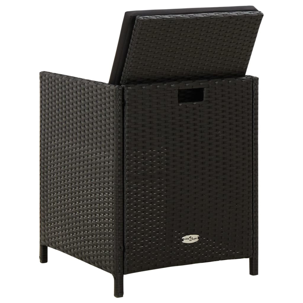 vidaXL 4-tlg. Gartenstuhl und Hocker Set Poly Rattan Schwarz