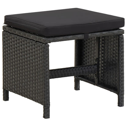 vidaXL 4-tlg. Gartenstuhl und Hocker Set Poly Rattan Schwarz