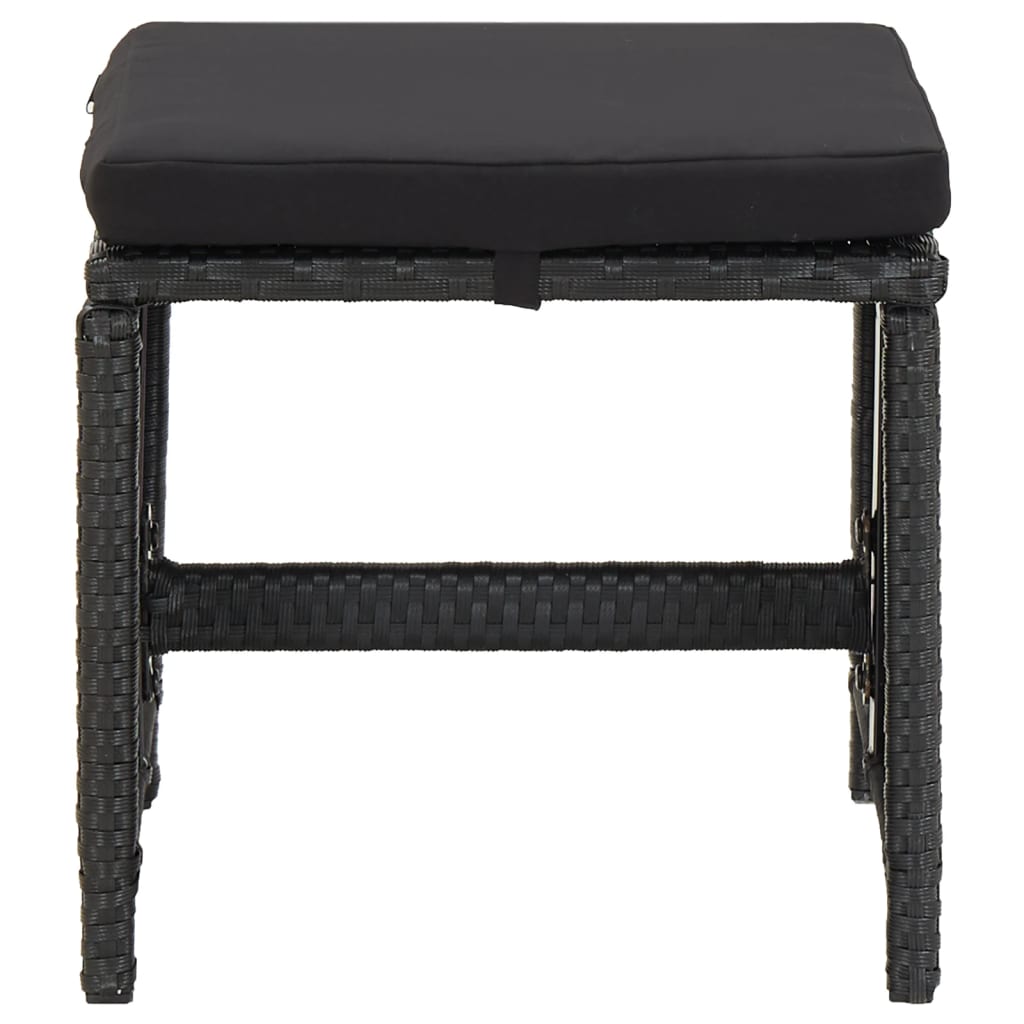 vidaXL 4-tlg. Gartenstuhl und Hocker Set Poly Rattan Schwarz
