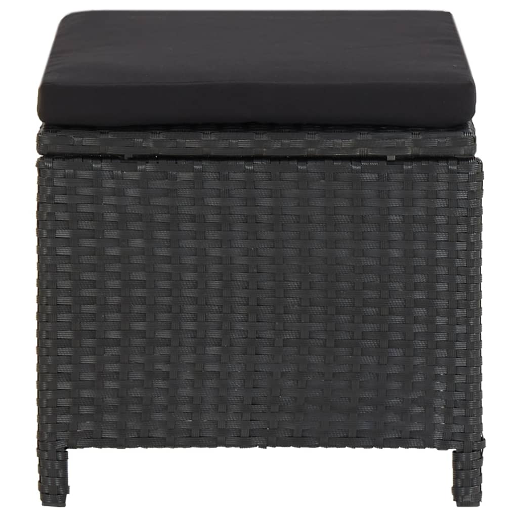 vidaXL 4-tlg. Gartenstuhl und Hocker Set Poly Rattan Schwarz