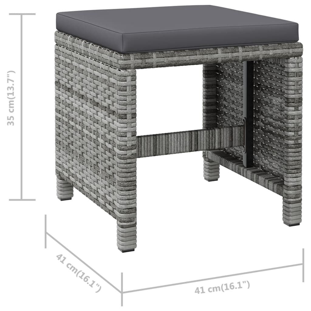 vidaXL 4-tlg. Gartenstuhl und Hocker Set Poly Rattan Grau