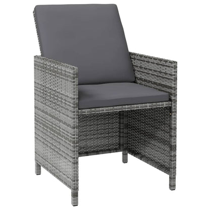 vidaXL 4-tlg. Gartenstuhl und Hocker Set Poly Rattan Grau