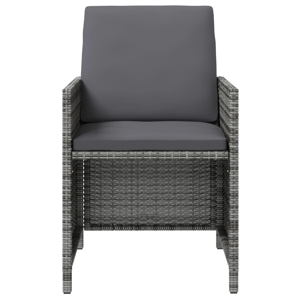vidaXL 4-tlg. Gartenstuhl und Hocker Set Poly Rattan Grau