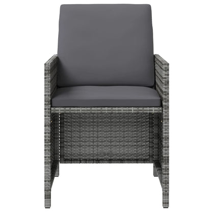 vidaXL 4-tlg. Gartenstuhl und Hocker Set Poly Rattan Grau