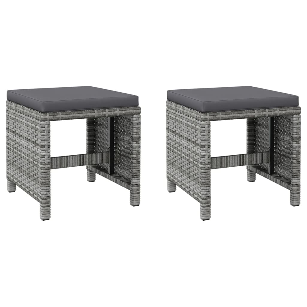 vidaXL 4-tlg. Gartenstuhl und Hocker Set Poly Rattan Grau