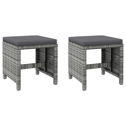 vidaXL 4-tlg. Gartenstuhl und Hocker Set Poly Rattan Grau