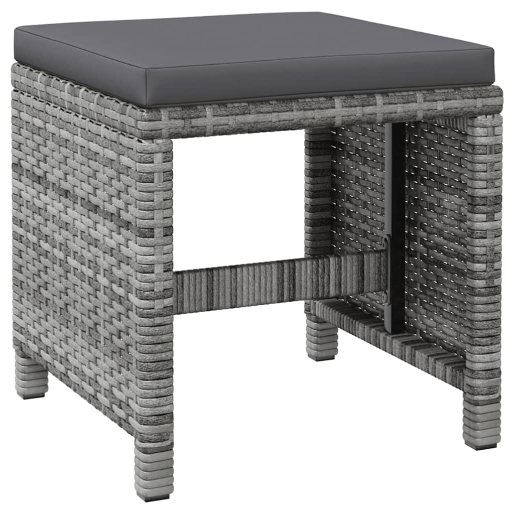vidaXL 4-tlg. Gartenstuhl und Hocker Set Poly Rattan Grau