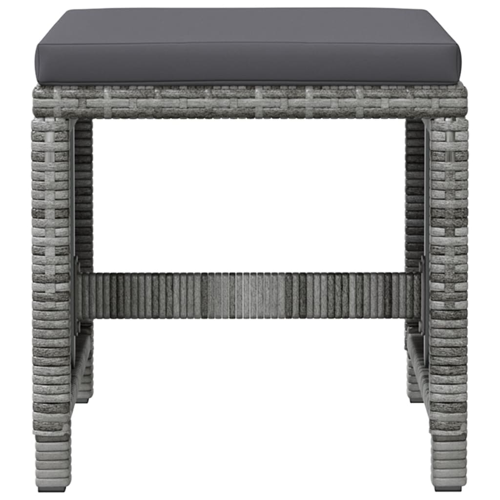 vidaXL 4-tlg. Gartenstuhl und Hocker Set Poly Rattan Grau