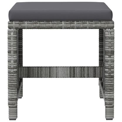 vidaXL 4-tlg. Gartenstuhl und Hocker Set Poly Rattan Grau