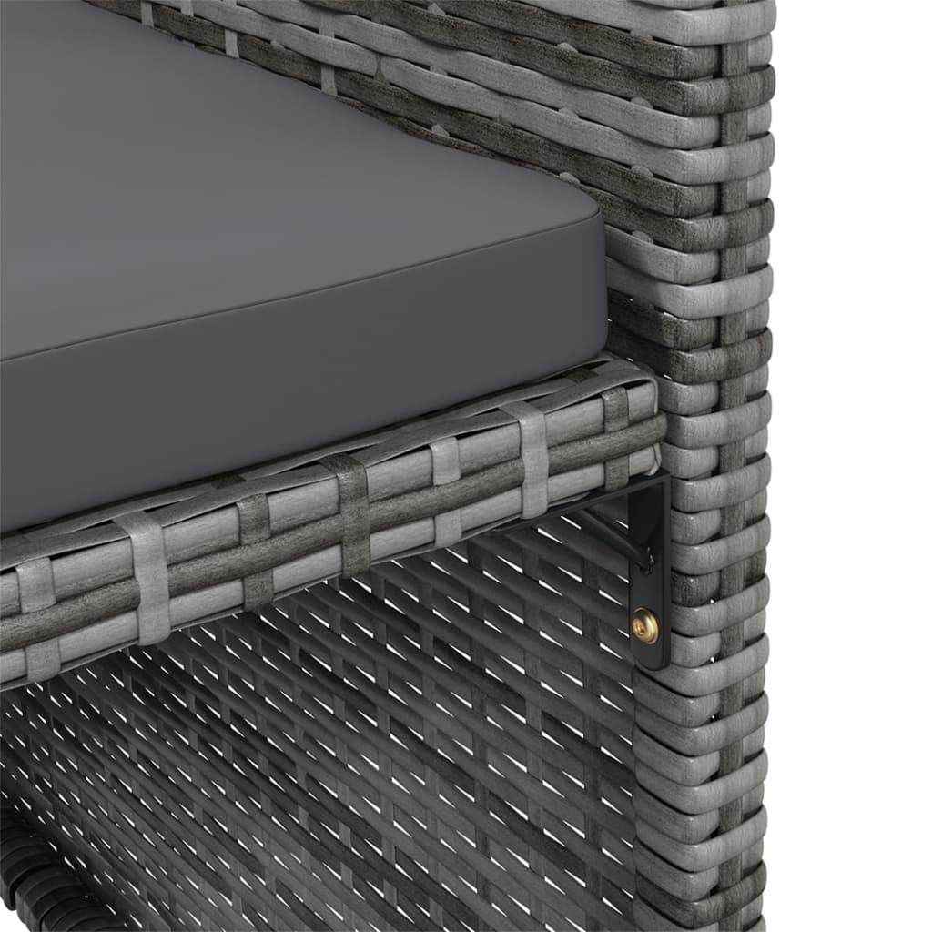 vidaXL 4-tlg. Gartenstuhl und Hocker Set Poly Rattan Grau