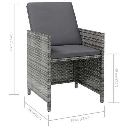 vidaXL 4-tlg. Gartenstuhl und Hocker Set Poly Rattan Grau