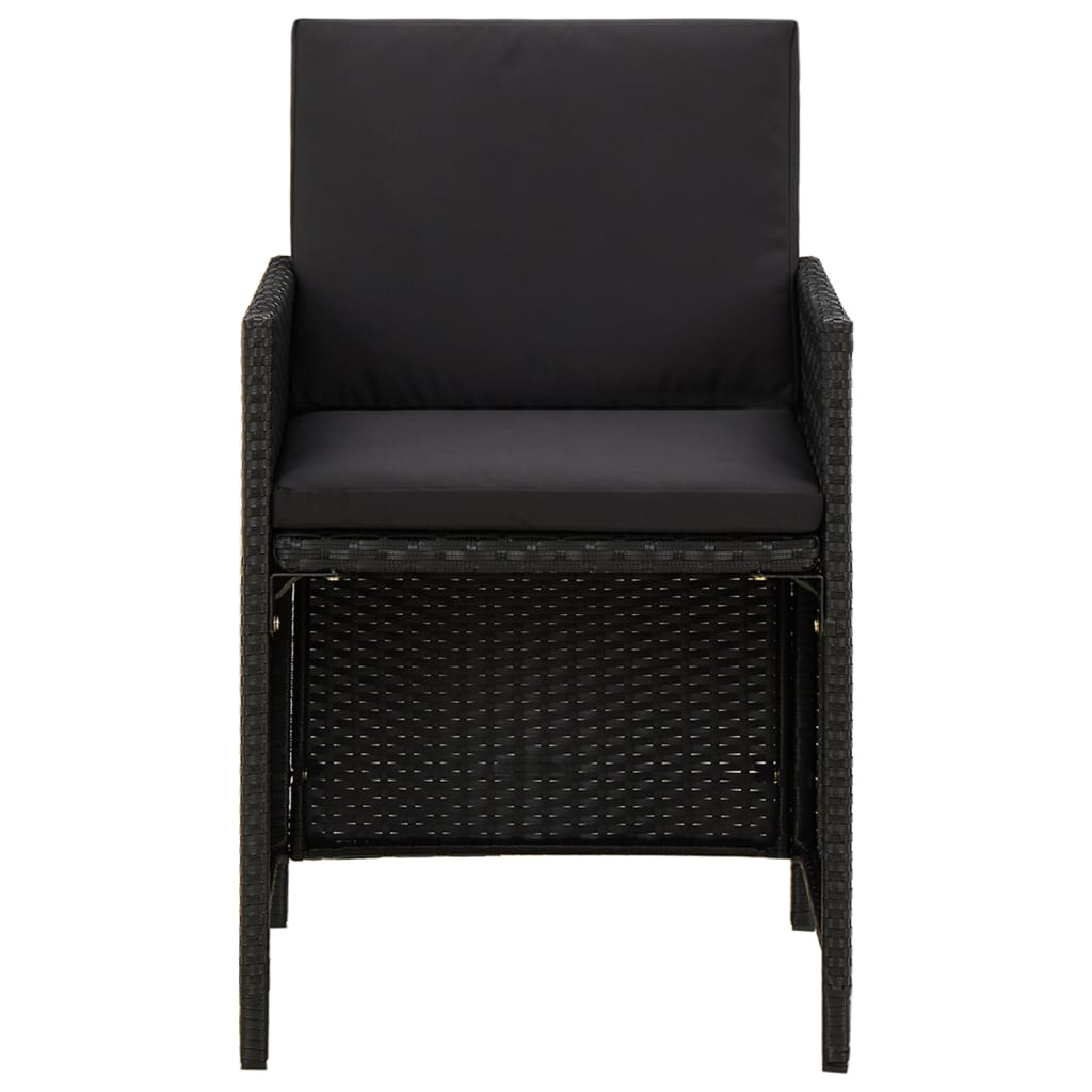 vidaXL Gartenstühle mit Kissen 2 Stk. Poly Rattan Schwarz
