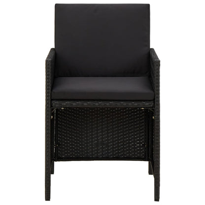vidaXL Gartenstühle mit Kissen 2 Stk. Poly Rattan Schwarz