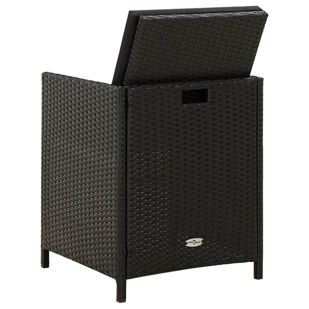 vidaXL Gartenstühle mit Kissen 2 Stk. Poly Rattan Schwarz