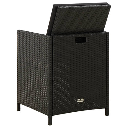 vidaXL Gartenstühle mit Kissen 2 Stk. Poly Rattan Schwarz