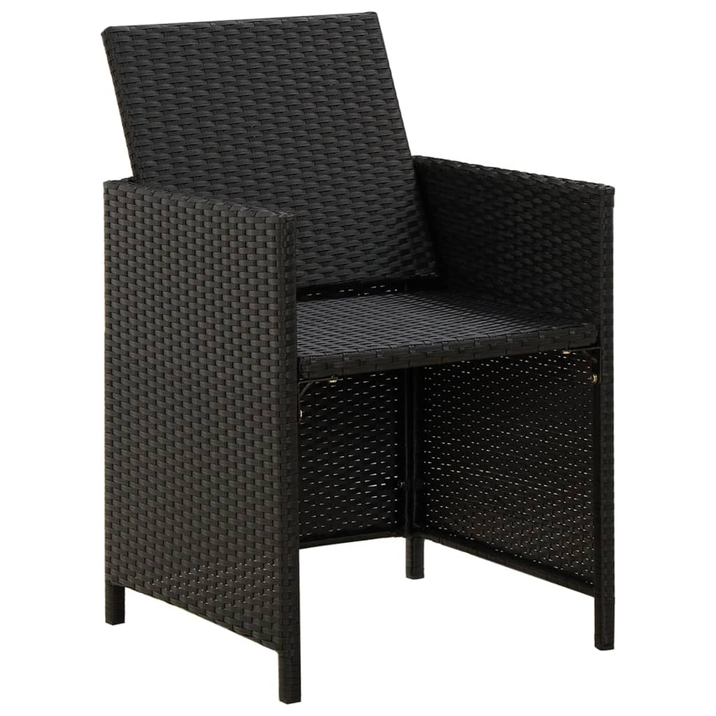 vidaXL Gartenstühle mit Kissen 2 Stk. Poly Rattan Schwarz