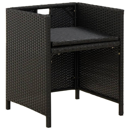 vidaXL Gartenstühle mit Kissen 2 Stk. Poly Rattan Schwarz