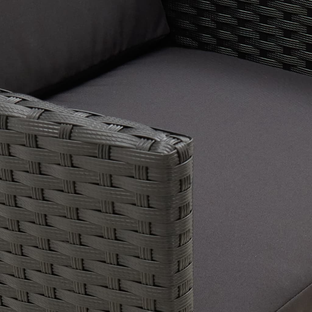 vidaXL Gartenstühle mit Kissen 2 Stk. Poly Rattan Schwarz
