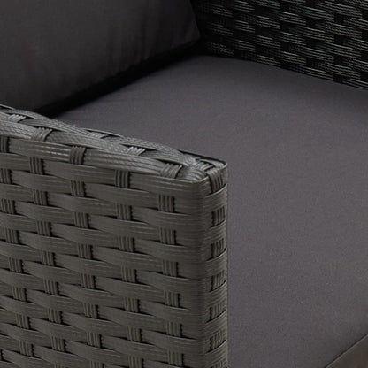 vidaXL Gartenstühle mit Kissen 2 Stk. Poly Rattan Schwarz