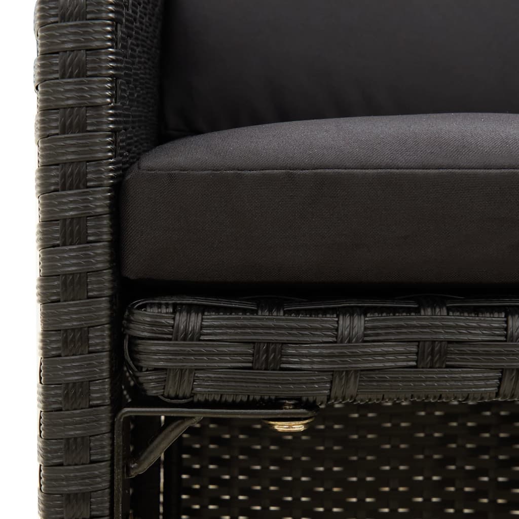 vidaXL Gartenstühle mit Kissen 2 Stk. Poly Rattan Schwarz