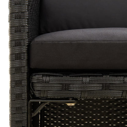 vidaXL Gartenstühle mit Kissen 2 Stk. Poly Rattan Schwarz