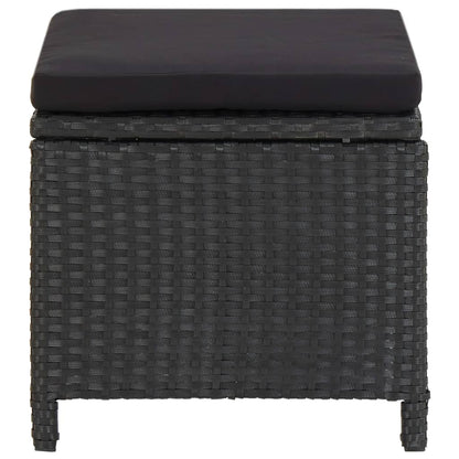 vidaXL Gartenhocker mit Kissen 2 Stk. Poly Rattan Schwarz