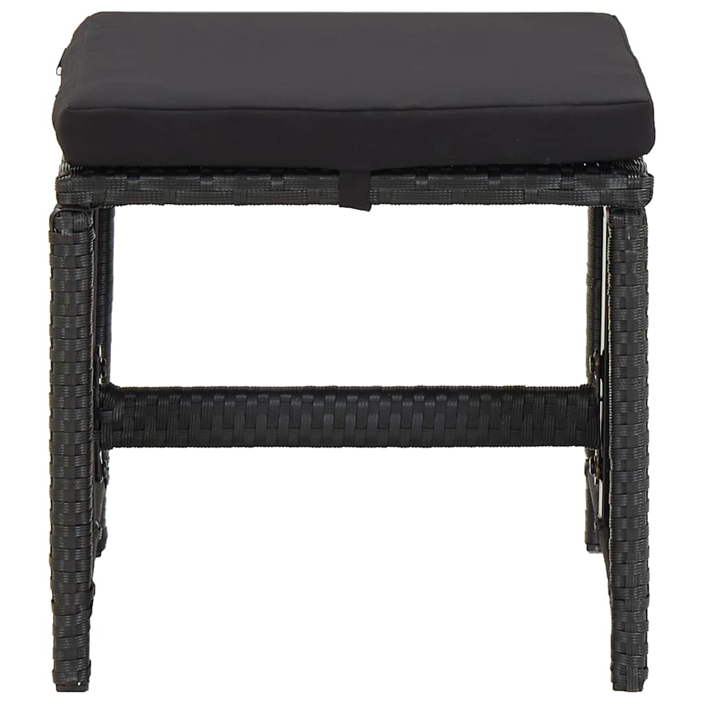 vidaXL Gartenhocker mit Kissen 2 Stk. Poly Rattan Schwarz