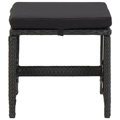 vidaXL Gartenhocker mit Kissen 2 Stk. Poly Rattan Schwarz