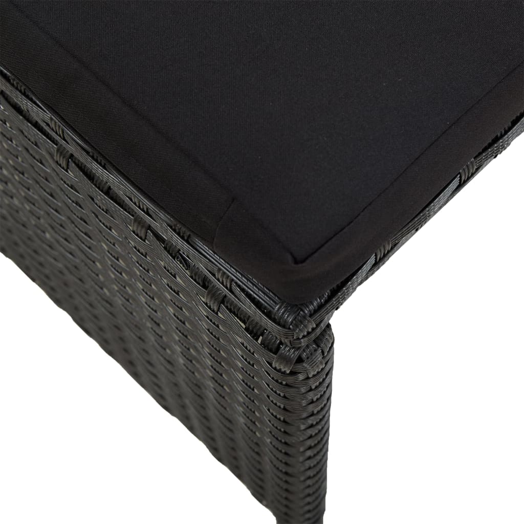 vidaXL Gartenhocker mit Kissen 2 Stk. Poly Rattan Schwarz