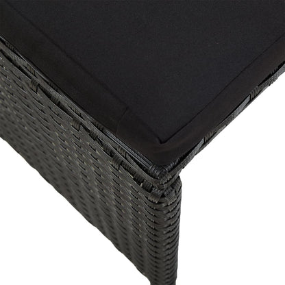 vidaXL Gartenhocker mit Kissen 2 Stk. Poly Rattan Schwarz