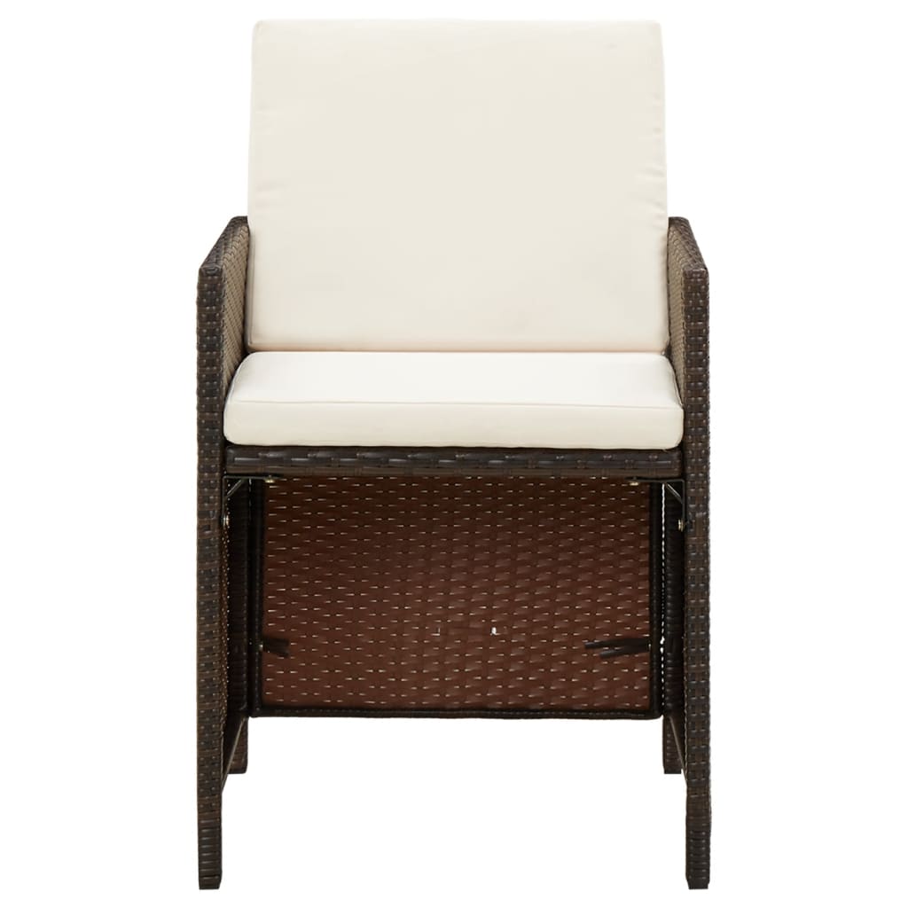 vidaXL Gartenstühle mit Kissen 4 Stk. Poly Rattan Braun