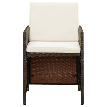 vidaXL Gartenstühle mit Kissen 4 Stk. Poly Rattan Braun
