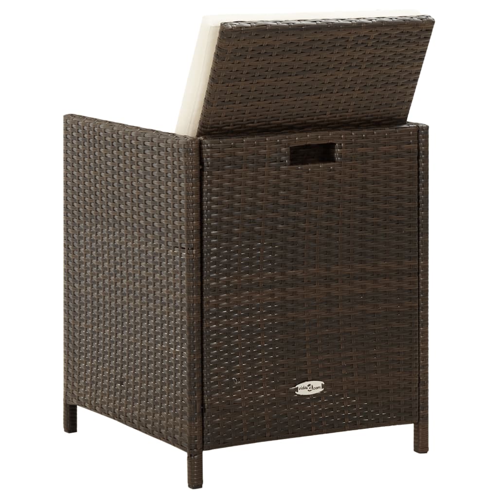 vidaXL Gartenstühle mit Kissen 4 Stk. Poly Rattan Braun