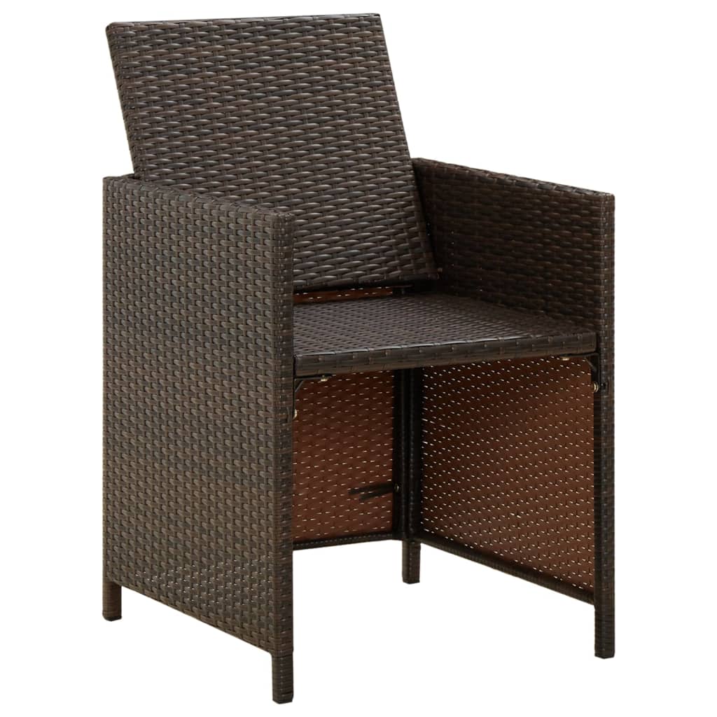 vidaXL Gartenstühle mit Kissen 4 Stk. Poly Rattan Braun