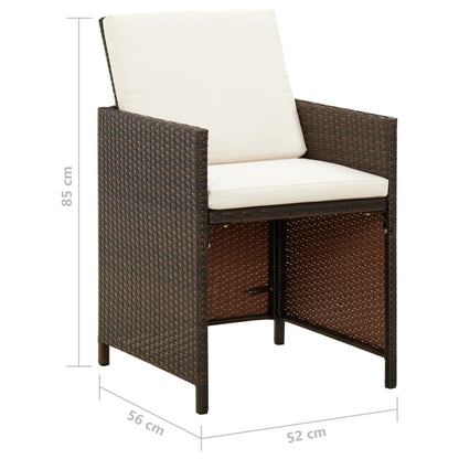 vidaXL Gartenstühle mit Kissen 4 Stk. Poly Rattan Braun