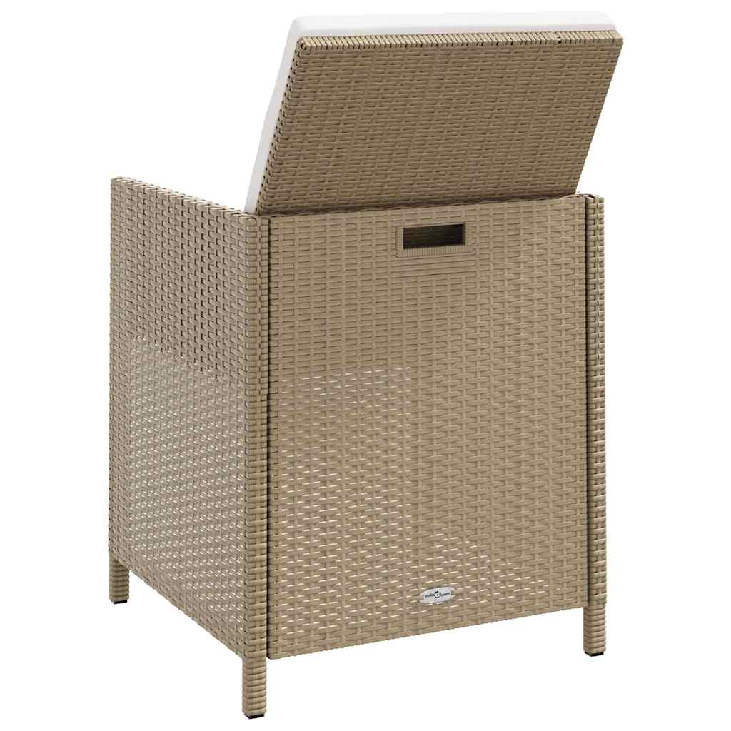 vidaXL Chaises de jardin avec coussins 4 pcs Résine tressée Beige