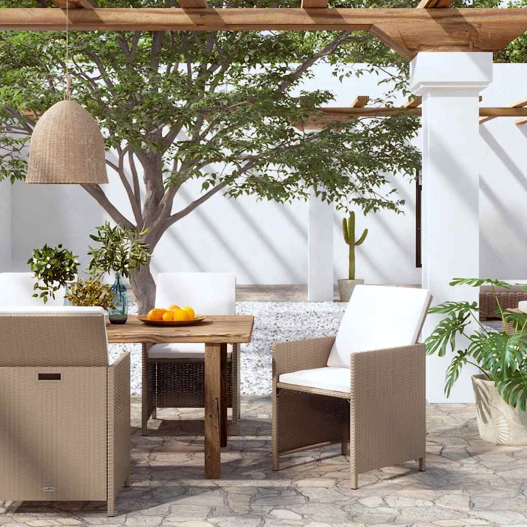 vidaXL Chaises de jardin avec coussins 4 pcs Résine tressée Beige