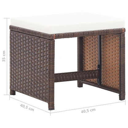 vidaXL Tabourets de jardin 4 pcs avec coussins résine tressée marron
