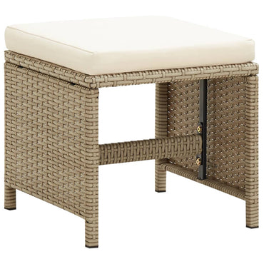 vidaXL Gartenhocker 4 Stk. mit Sitzkissen Poly Rattan Beige