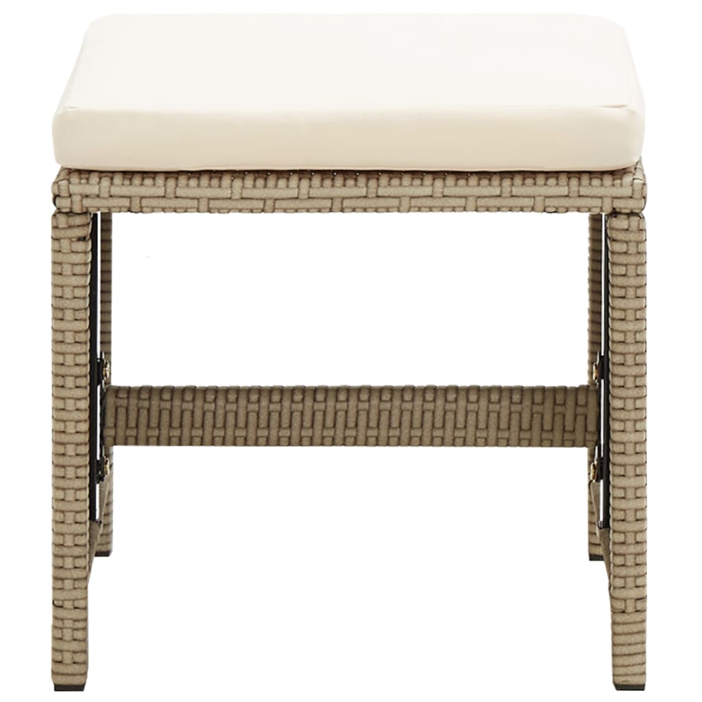 vidaXL Gartenhocker 4 Stk. mit Sitzkissen Poly Rattan Beige