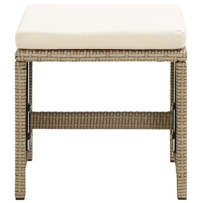 vidaXL Gartenhocker 4 Stk. mit Sitzkissen Poly Rattan Beige