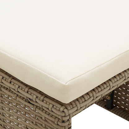 vidaXL Gartenhocker 4 Stk. mit Sitzkissen Poly Rattan Beige