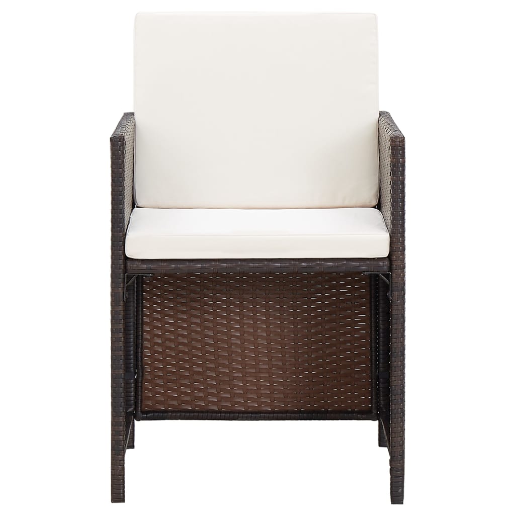 vidaXL 4-tlg. Gartenstuhl und Hocker Set Poly Rattan Braun