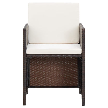 vidaXL 4-tlg. Gartenstuhl und Hocker Set Poly Rattan Braun