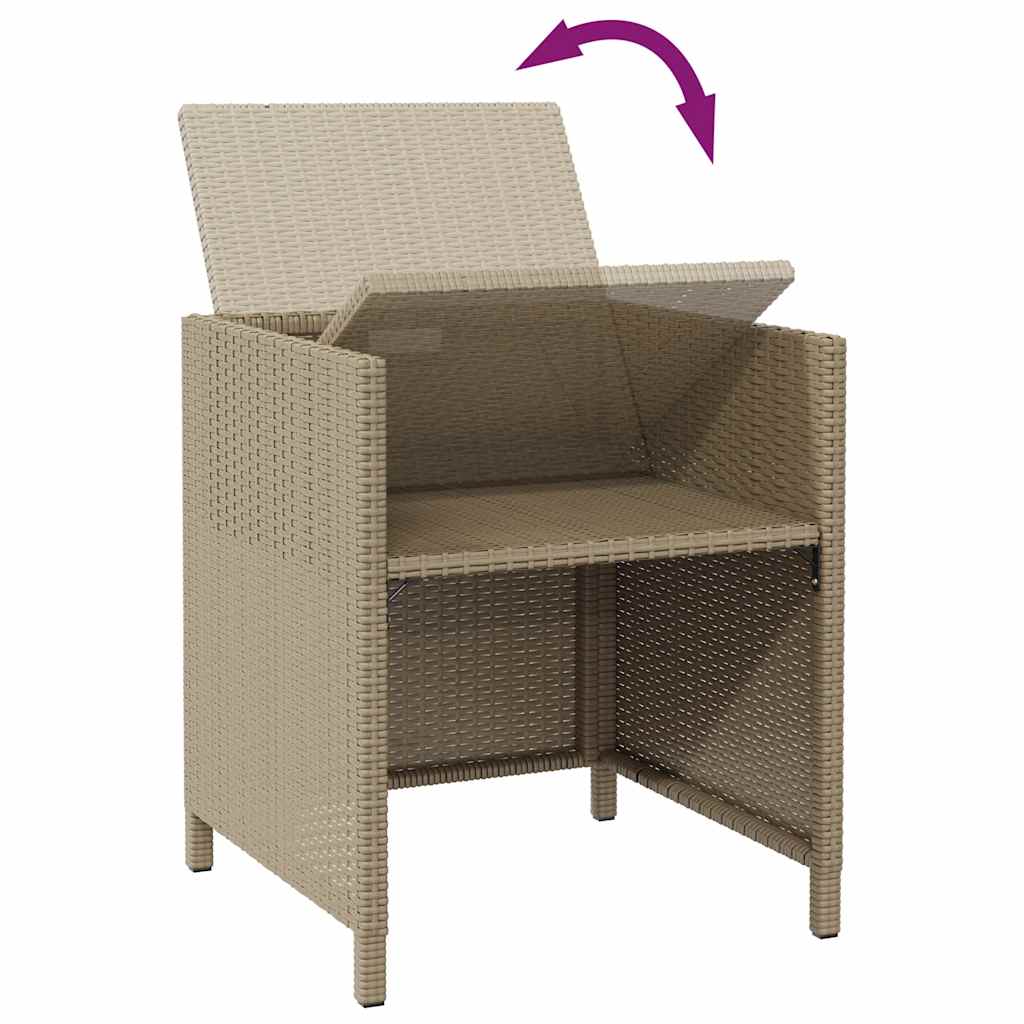 vidaXL Gartenstühle mit Hocker 2 Stk. Poly Rattan Beige