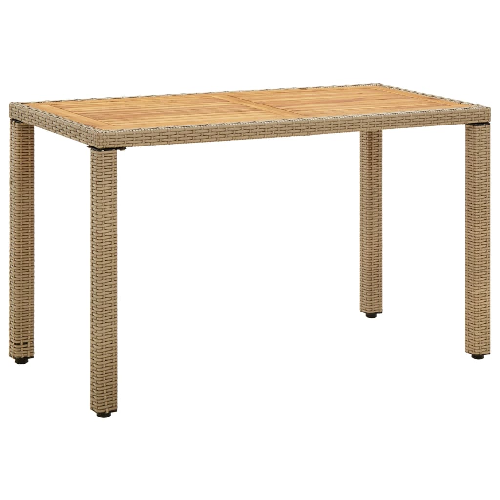 vidaXL Gartentisch Beige 123x60x74 cm Poly Rattan & Massivholz Akazie