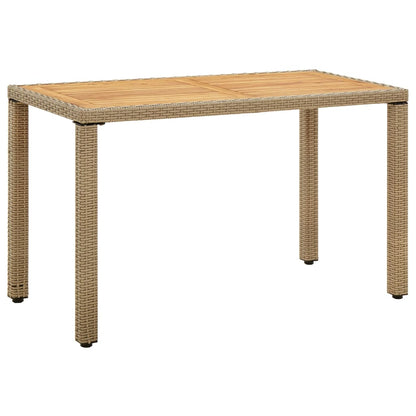 vidaXL Gartentisch Beige 123x60x74 cm Poly Rattan & Massivholz Akazie