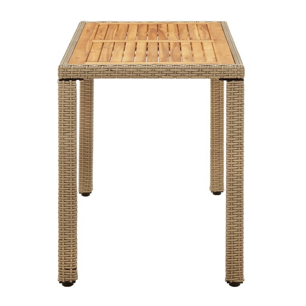 vidaXL Gartentisch Beige 123x60x74 cm Poly Rattan & Massivholz Akazie