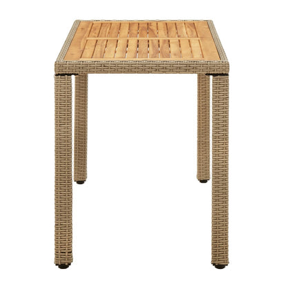 vidaXL Gartentisch Beige 123x60x74 cm Poly Rattan & Massivholz Akazie