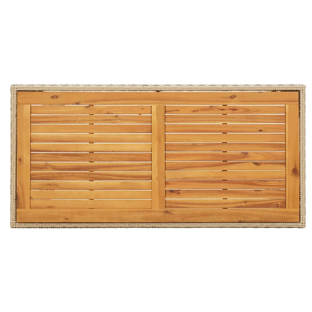 vidaXL Gartentisch Beige 123x60x74 cm Poly Rattan & Massivholz Akazie